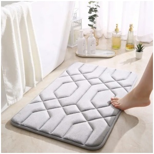 Homsef Geometric Memory Foam Bath Mat, Off Grey, 40 × 60 cm