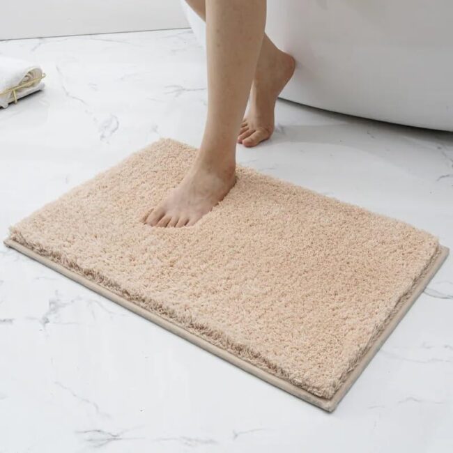 Homsef Soft Polyester Bath Mat, Beige, 40 × 60 cm