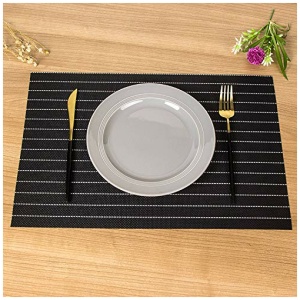 Homsef Striped PVC & PET Placemats, 45 × 30 cm, Set of 4