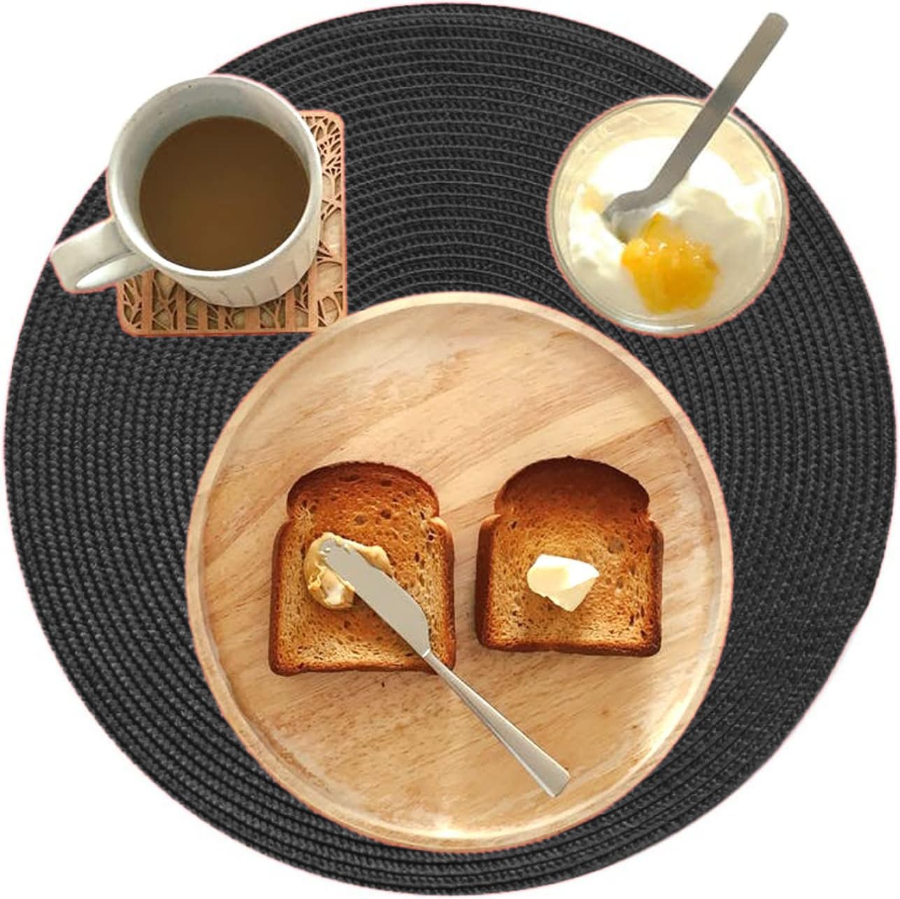 HOMSEF Eco-Friendly Round Polypropylene PP, Woven Washable & Heat Resistant Placemats for Dining Table a Set of 4pcs (Size 38x38 CM) - Image 5