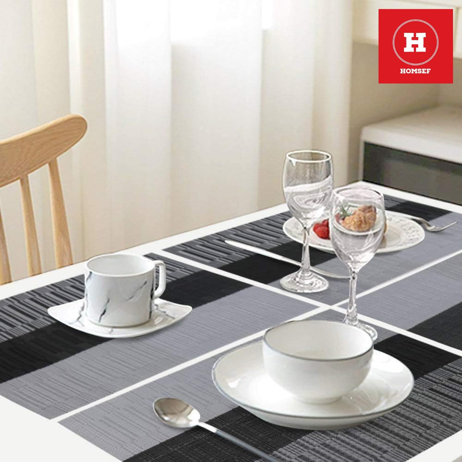HOMSEF PVC Heat Resistant & Washable, Unique Designs Placemats for Dining Table a Set of 4pcs (Size 45x30 CM) - Image 2