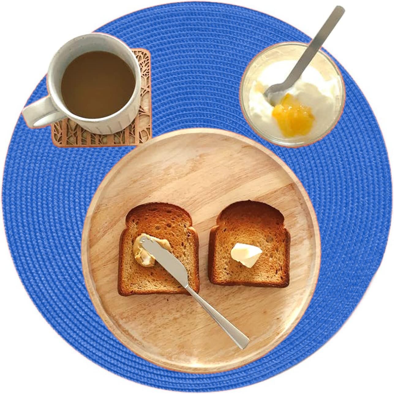 Homsef Round Woven PP Placemats, 38 × 38 cm, Set of 4 - Image 9