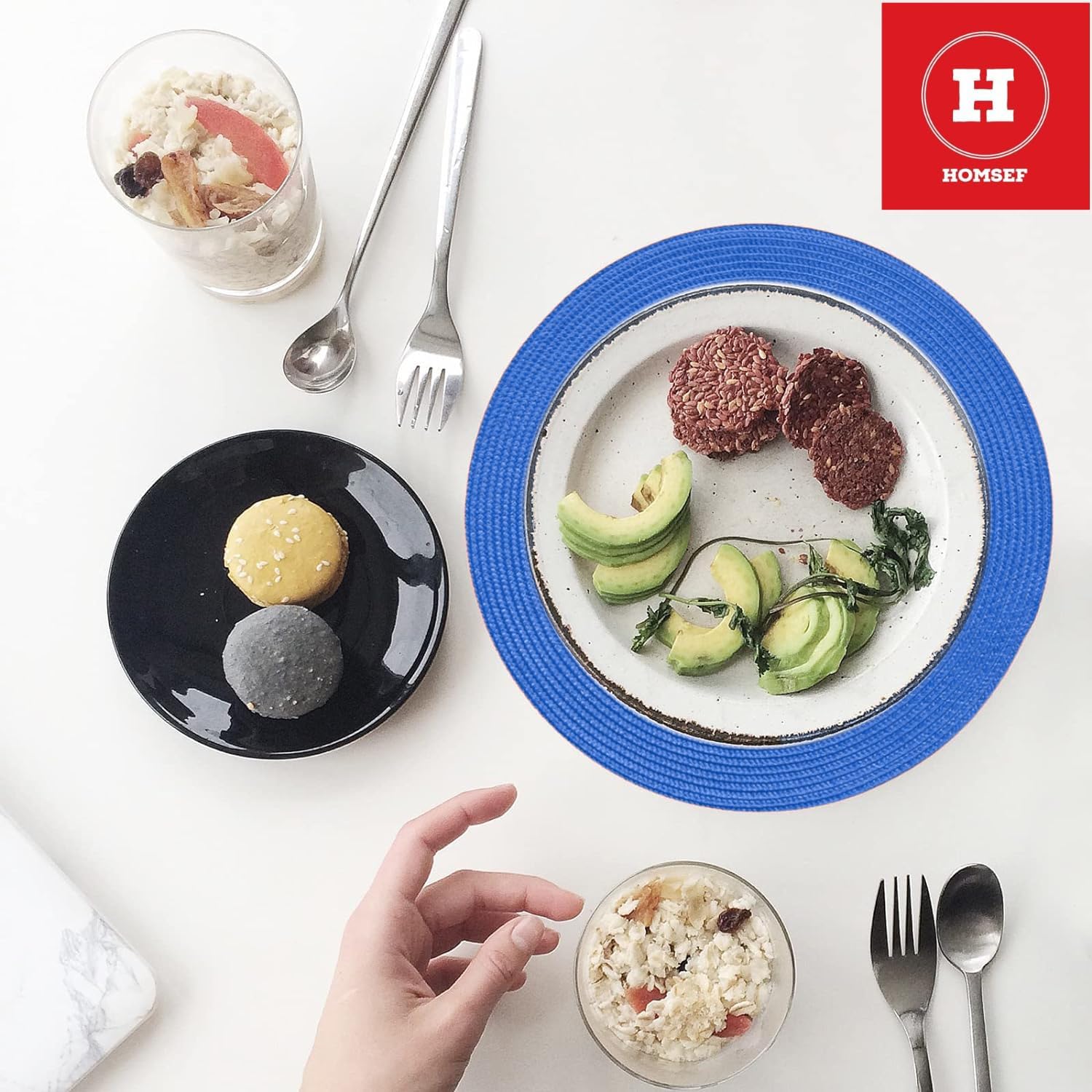 Homsef Round Woven PP Placemats, 38 × 38 cm, Set of 4 - Image 8