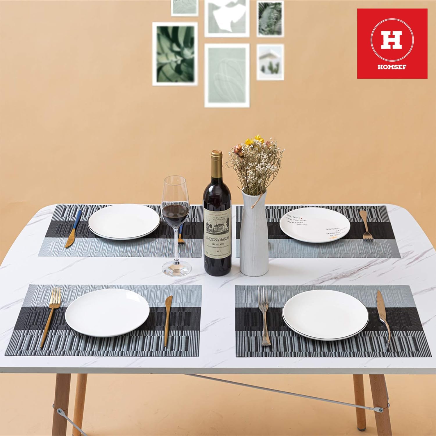 HOMSEF PVC Heat Resistant & Washable, Unique Designs Placemats for Dining Table a Set of 4pcs (Size 45x30 CM) - Image 3