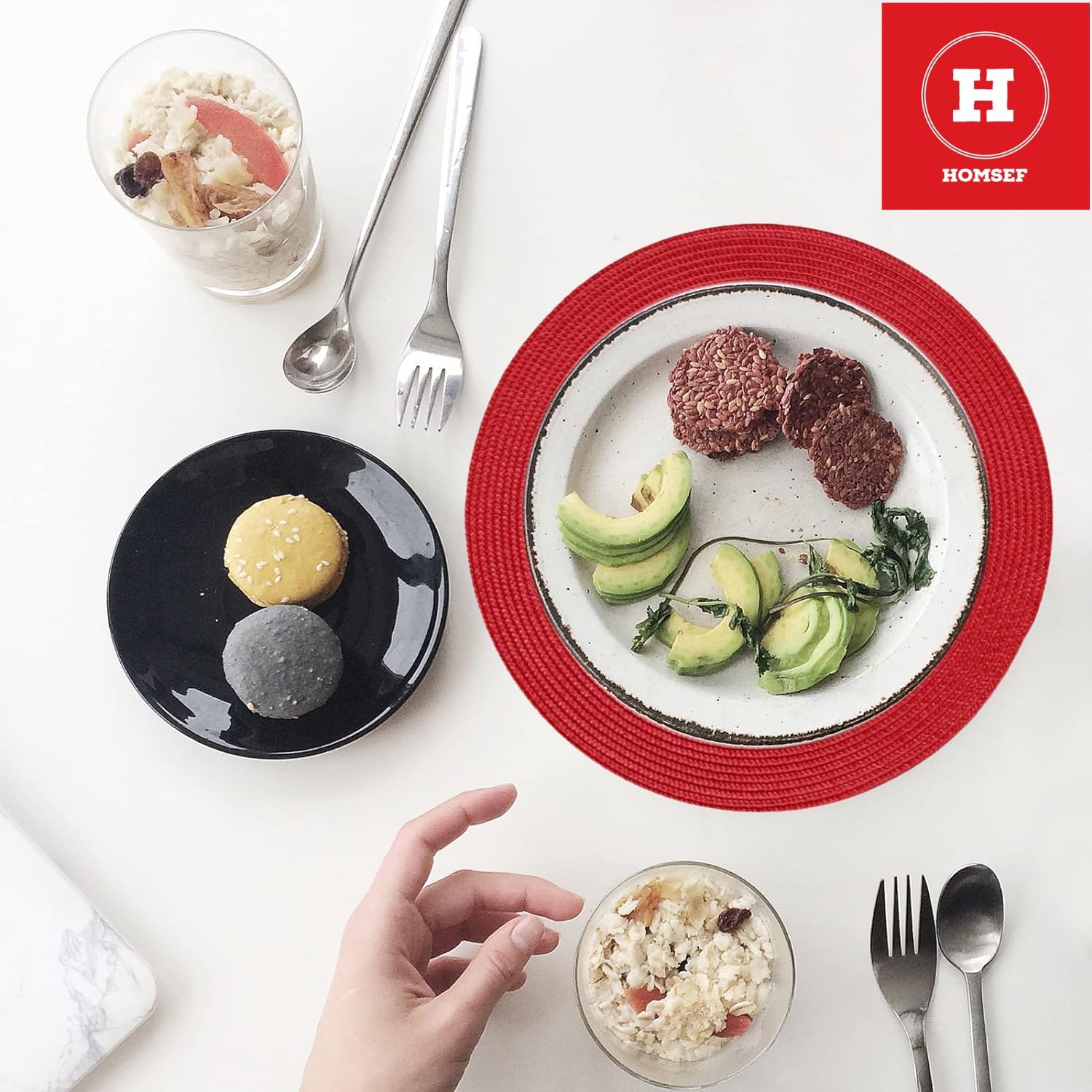 Homsef Round Woven PP Placemats, 38 × 38 cm, Set of 4 - Image 7