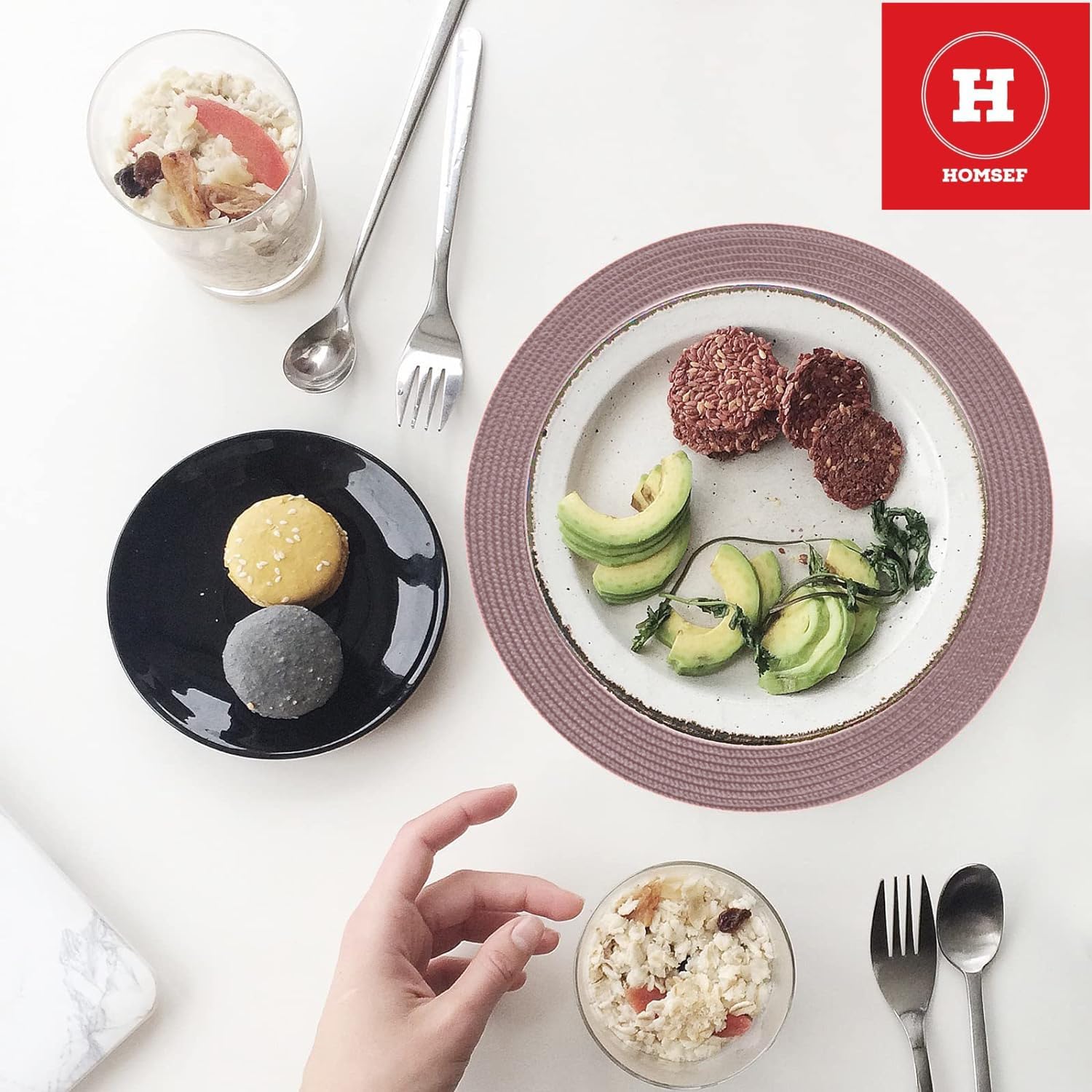 HOMSEF Eco-Friendly Round Polypropylene PP, Woven Washable & Heat Resistant Placemats for Dining Table a Set of 4pcs (Size 38x38 CM) - Image 8