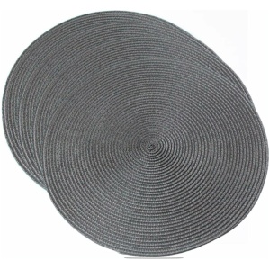 Homsef Round Woven PP Placemats, 38 × 38 cm, Set of 4