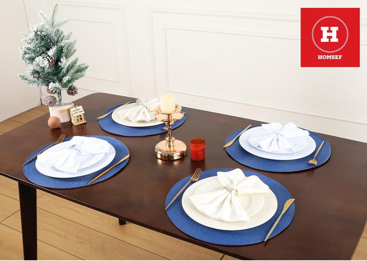 Homsef Round Woven PP Placemats, 38 × 38 cm, Set of 4 - Image 2