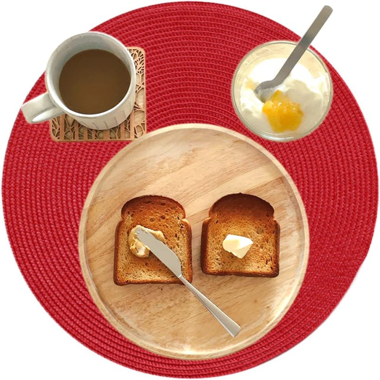 Homsef Round Woven PP Placemats, 38 × 38 cm, Set of 4 - Image 8