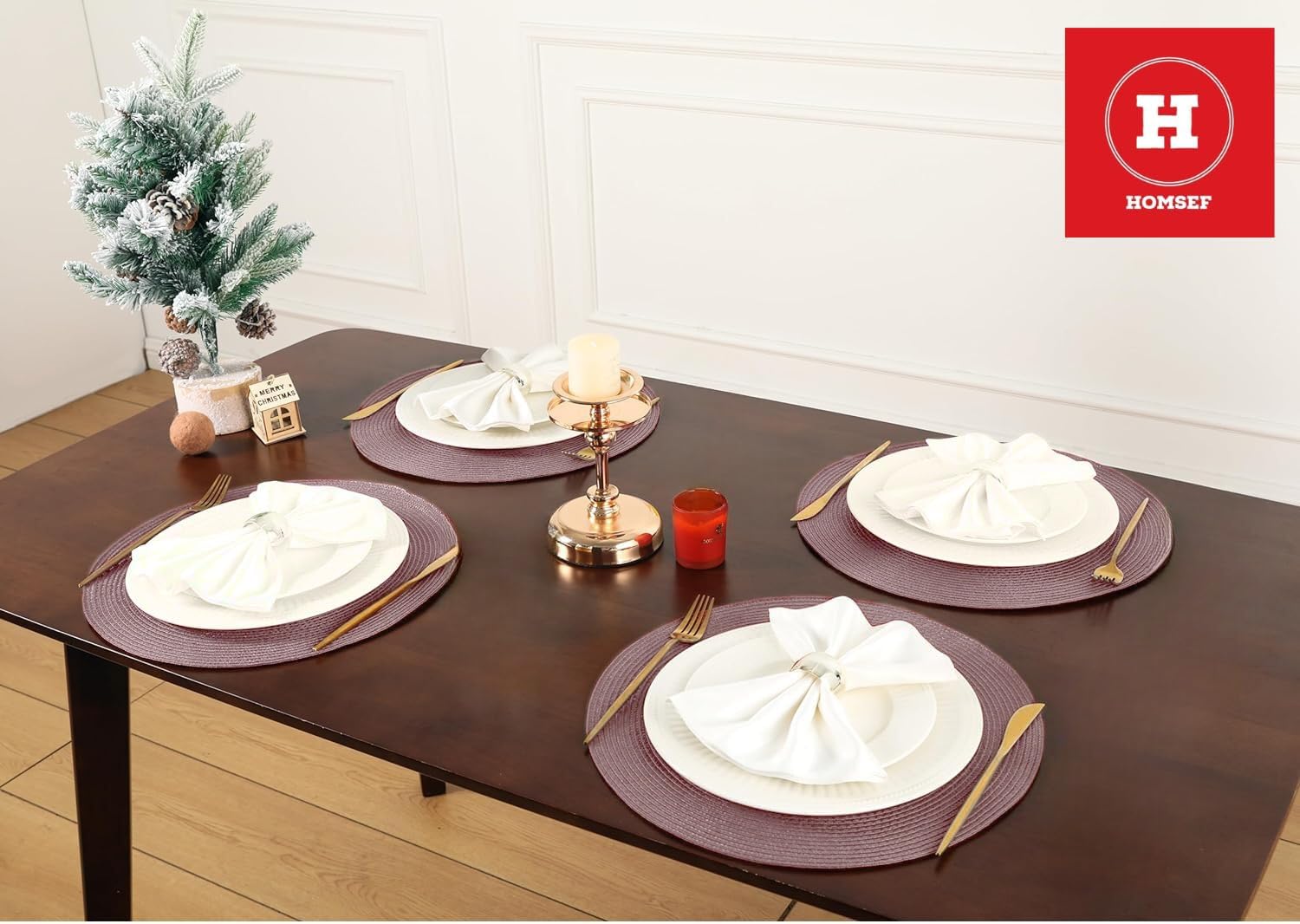 HOMSEF Eco-Friendly Round Polypropylene PP, Woven Washable & Heat Resistant Placemats for Dining Table a Set of 4pcs (Size 38x38 CM) - Image 2