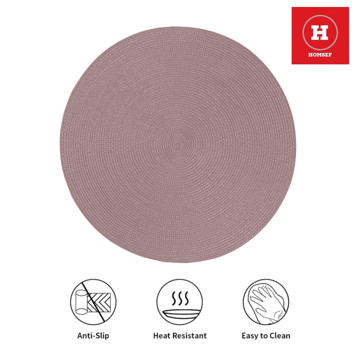 HOMSEF Eco-Friendly Round Polypropylene PP, Woven Washable & Heat Resistant Placemats for Dining Table a Set of 4pcs (Size 38x38 CM) - Image 7