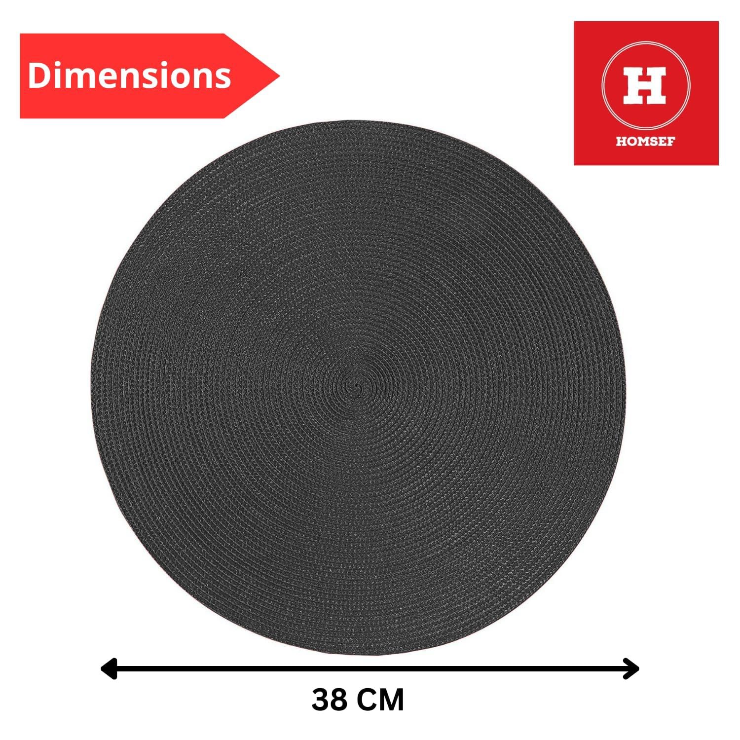 HOMSEF Eco-Friendly Round Polypropylene PP, Woven Washable & Heat Resistant Placemats for Dining Table a Set of 4pcs (Size 38x38 CM) - Image 7