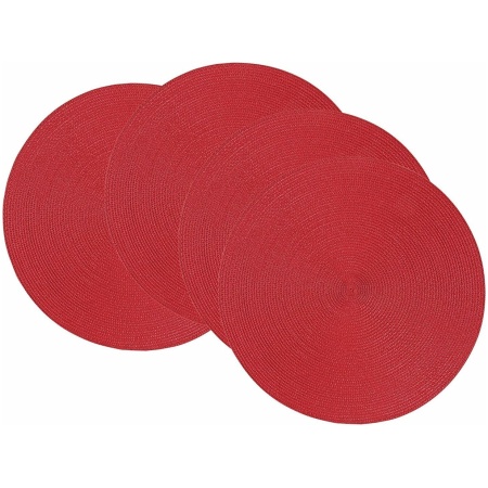 Homsef Round Woven PP Placemats, 38 × 38 cm, Set of 4