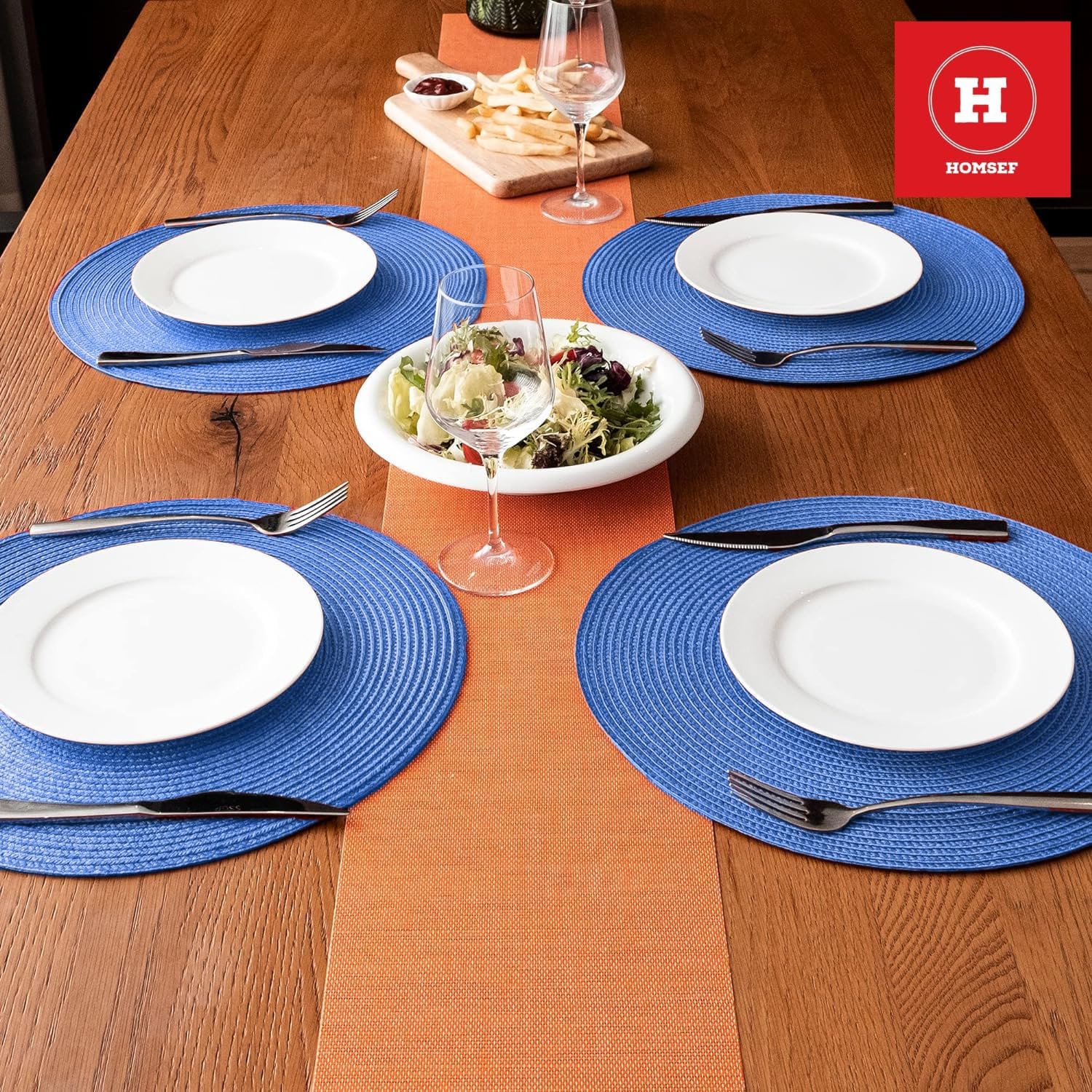 Homsef Round Woven PP Placemats, 38 × 38 cm, Set of 4 - Image 3