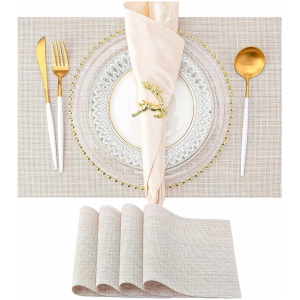 Homsef Laminated PVC & PET Placemats, 45 × 30 cm, Set of 4 — Ivory