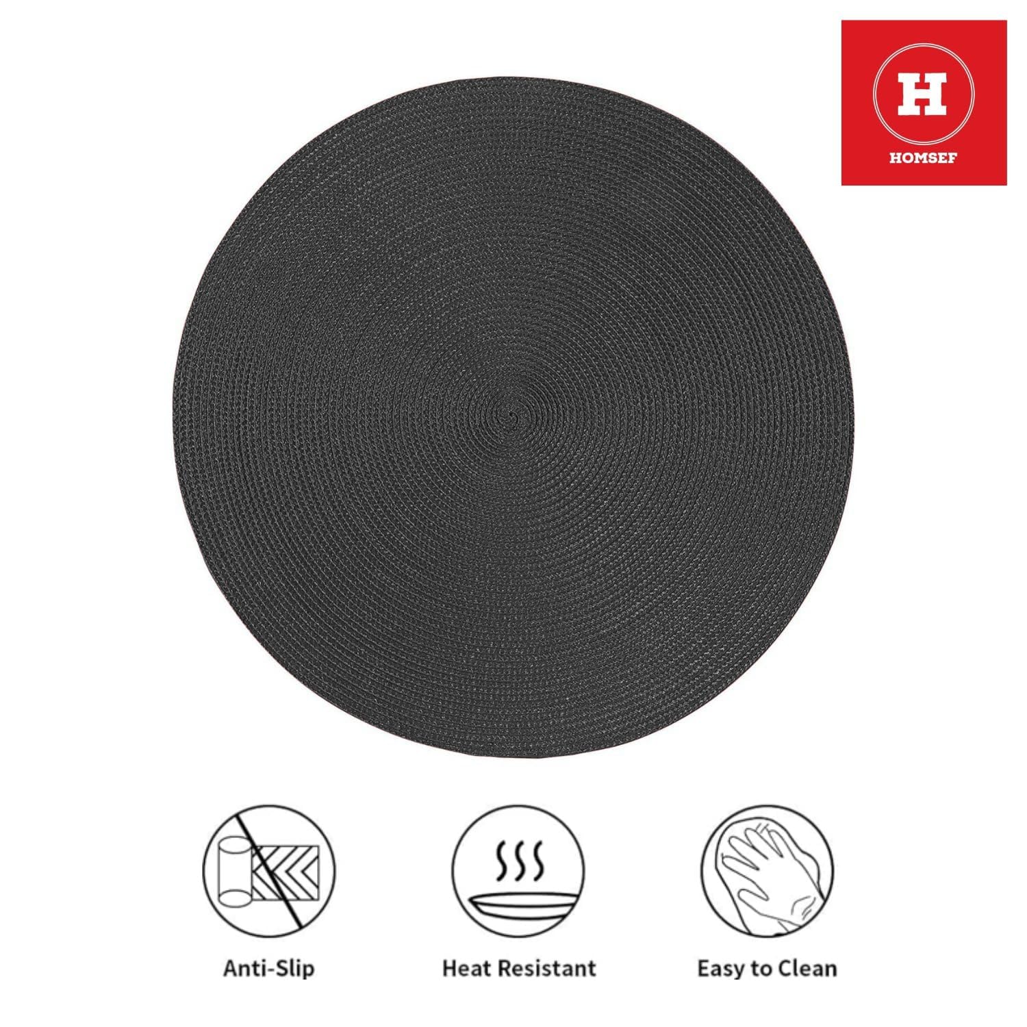 HOMSEF Eco-Friendly Round Polypropylene PP, Woven Washable & Heat Resistant Placemats for Dining Table a Set of 4pcs (Size 38x38 CM) - Image 6