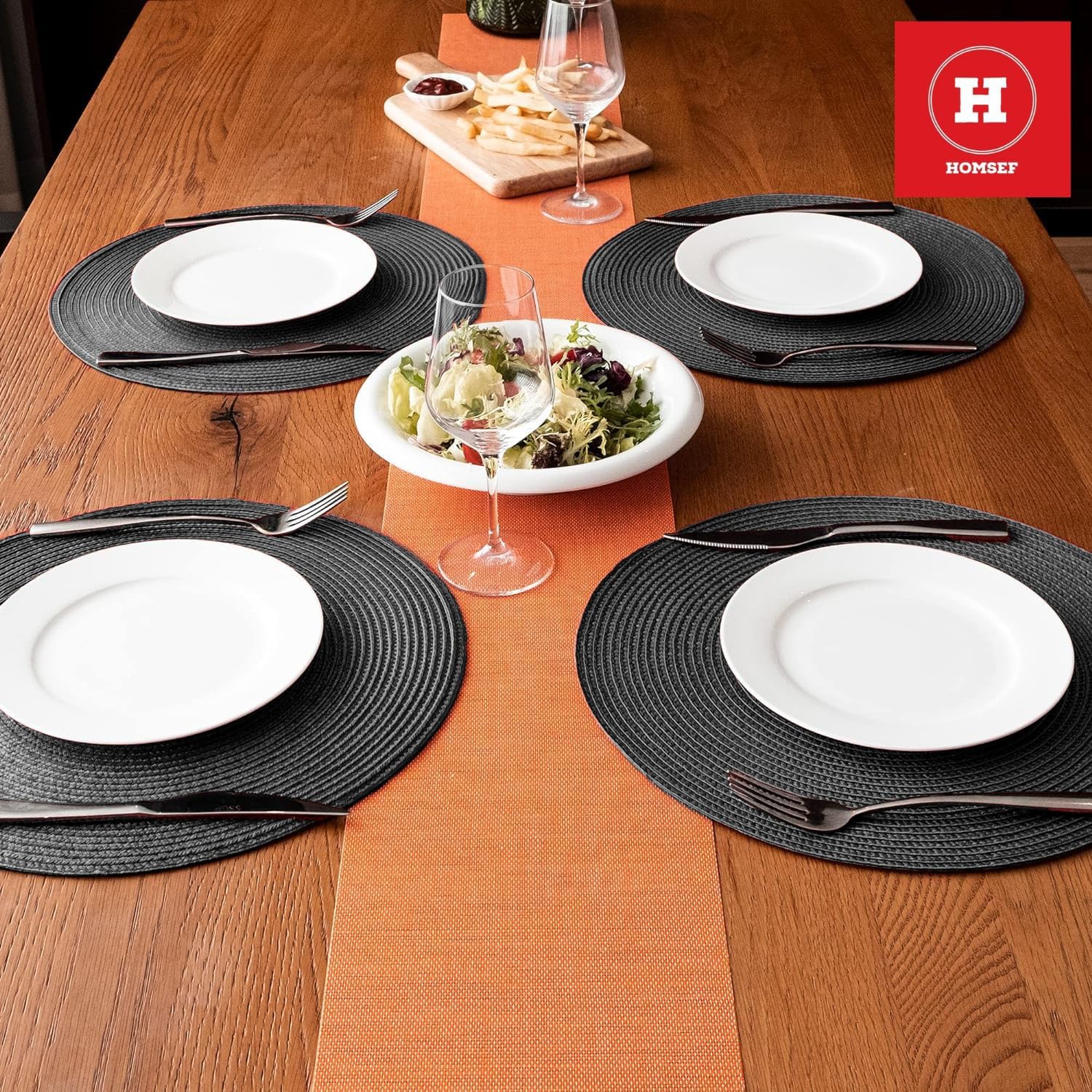 HOMSEF Eco-Friendly Round Polypropylene PP, Woven Washable & Heat Resistant Placemats for Dining Table a Set of 4pcs (Size 38x38 CM) - Image 3
