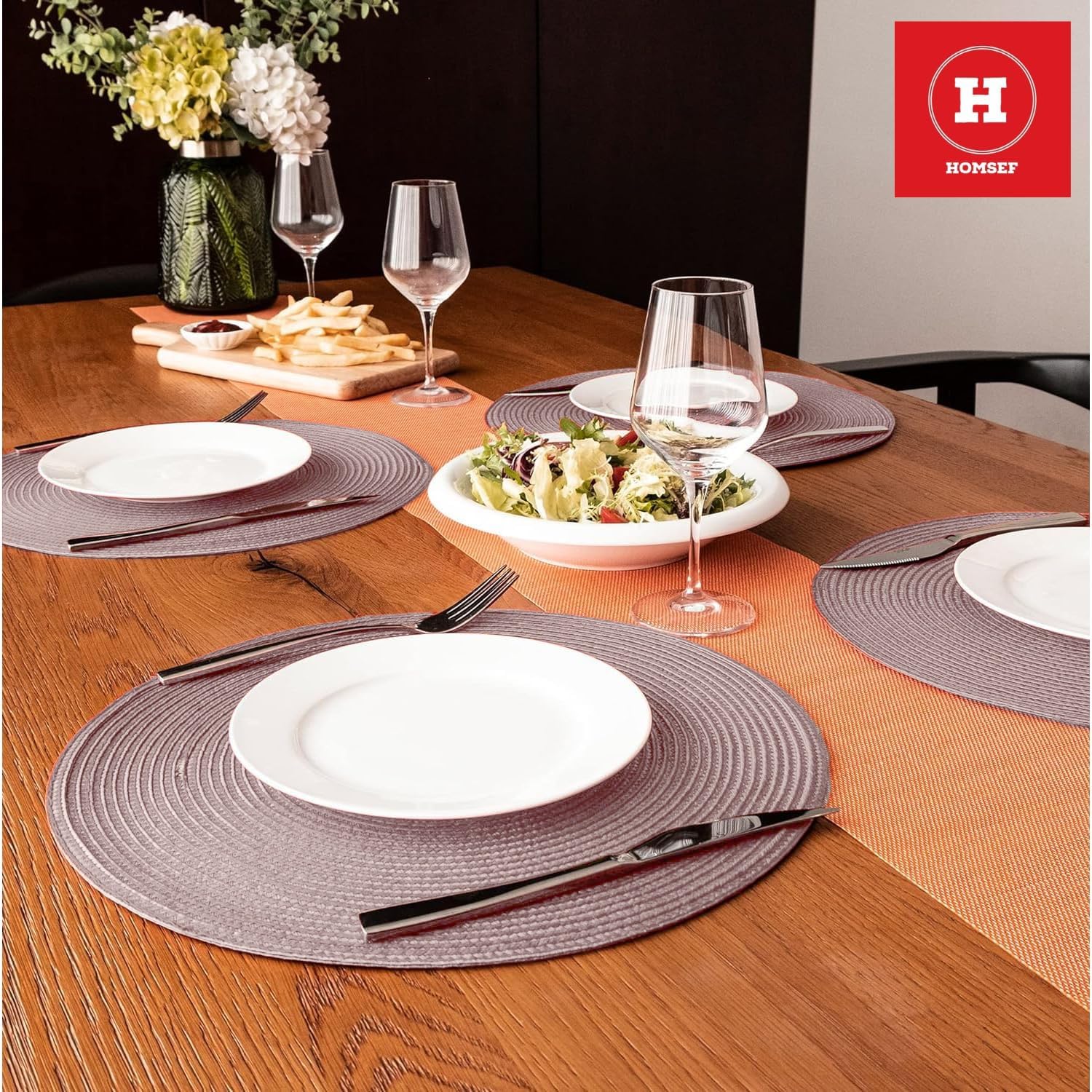 HOMSEF Eco-Friendly Round Polypropylene PP, Woven Washable & Heat Resistant Placemats for Dining Table a Set of 4pcs (Size 38x38 CM) - Image 3