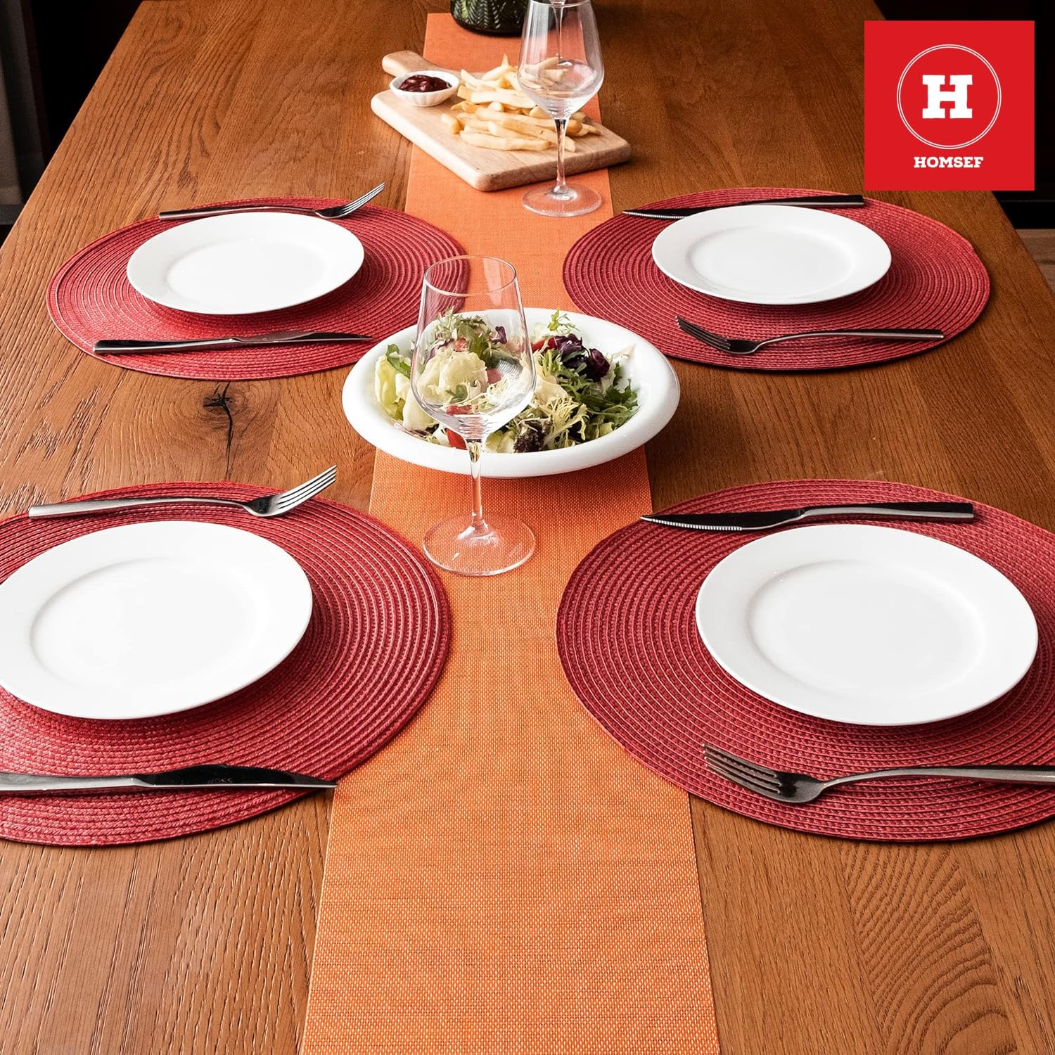 Homsef Round Woven PP Placemats, 38 × 38 cm, Set of 4 - Image 2