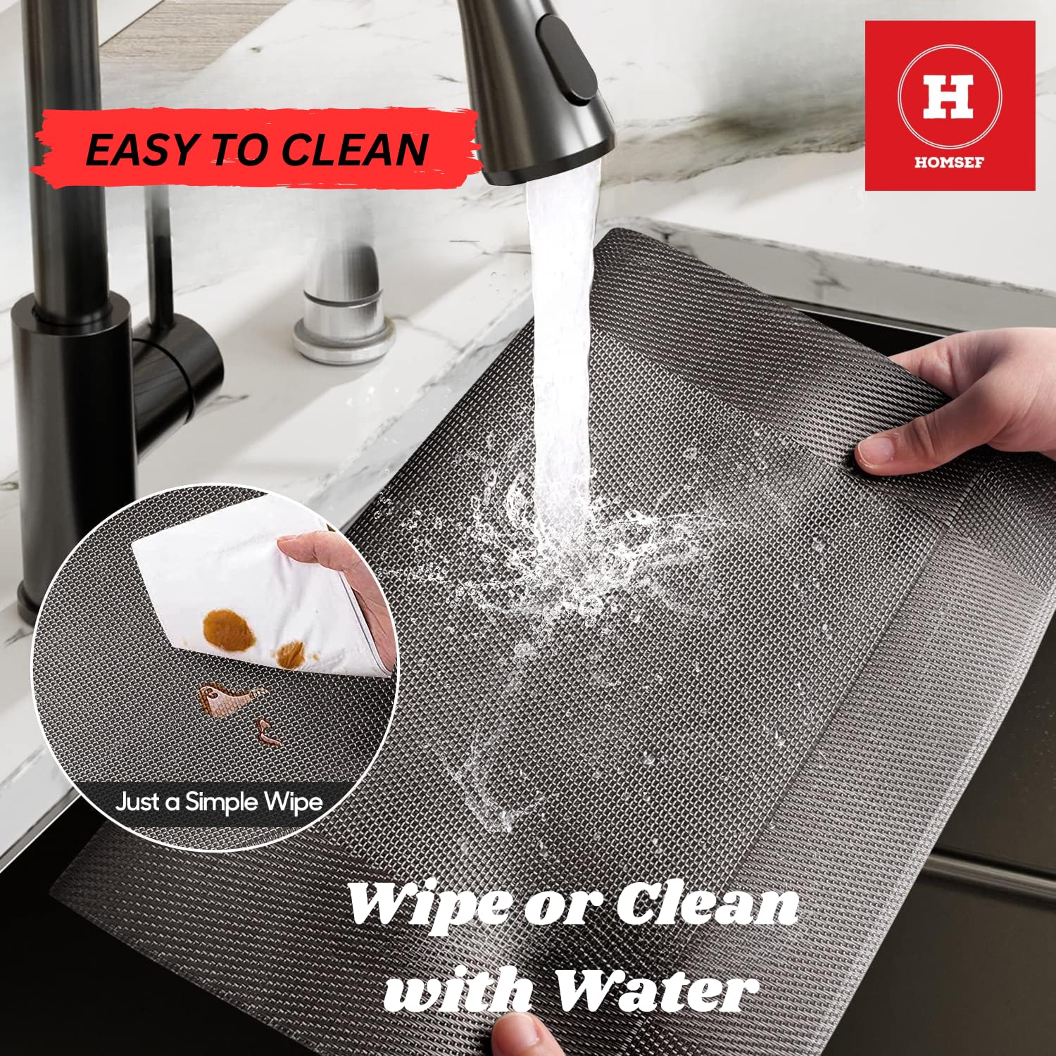 HOMSEF Water Proof Washable & Heat Resistant/PVC Woven Placemats for Dining Table a Set of 4pcs (Size 45x30 CM) Color-Grey - Image 7