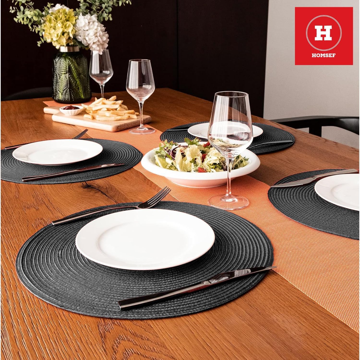 HOMSEF Eco-Friendly Round Polypropylene PP, Woven Washable & Heat Resistant Placemats for Dining Table a Set of 4pcs (Size 38x38 CM) - Image 4