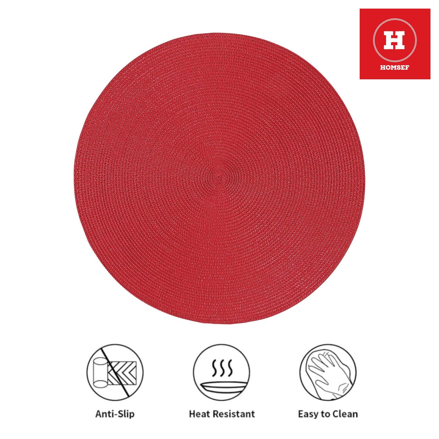 Homsef Round Woven PP Placemats, 38 × 38 cm, Set of 4 - Image 5