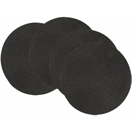 Homsef Round Woven PP Placemats, 38 × 38 cm, Set of 4