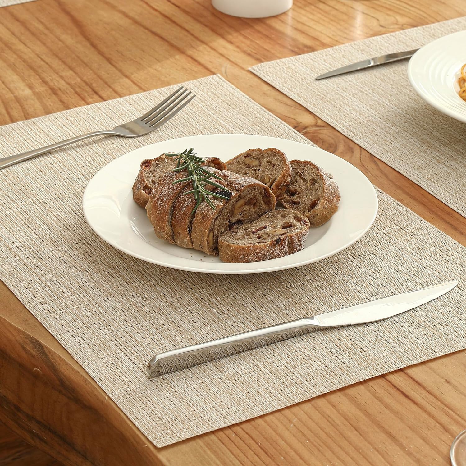 HOMSEF Water Proof Eco-Friendly, PVC Woven Laminated/Washable & Heat Resistant Placemats for Dining Table a Set of 4pcs (Size 45x30 CM) Color-Ivory - Image 6