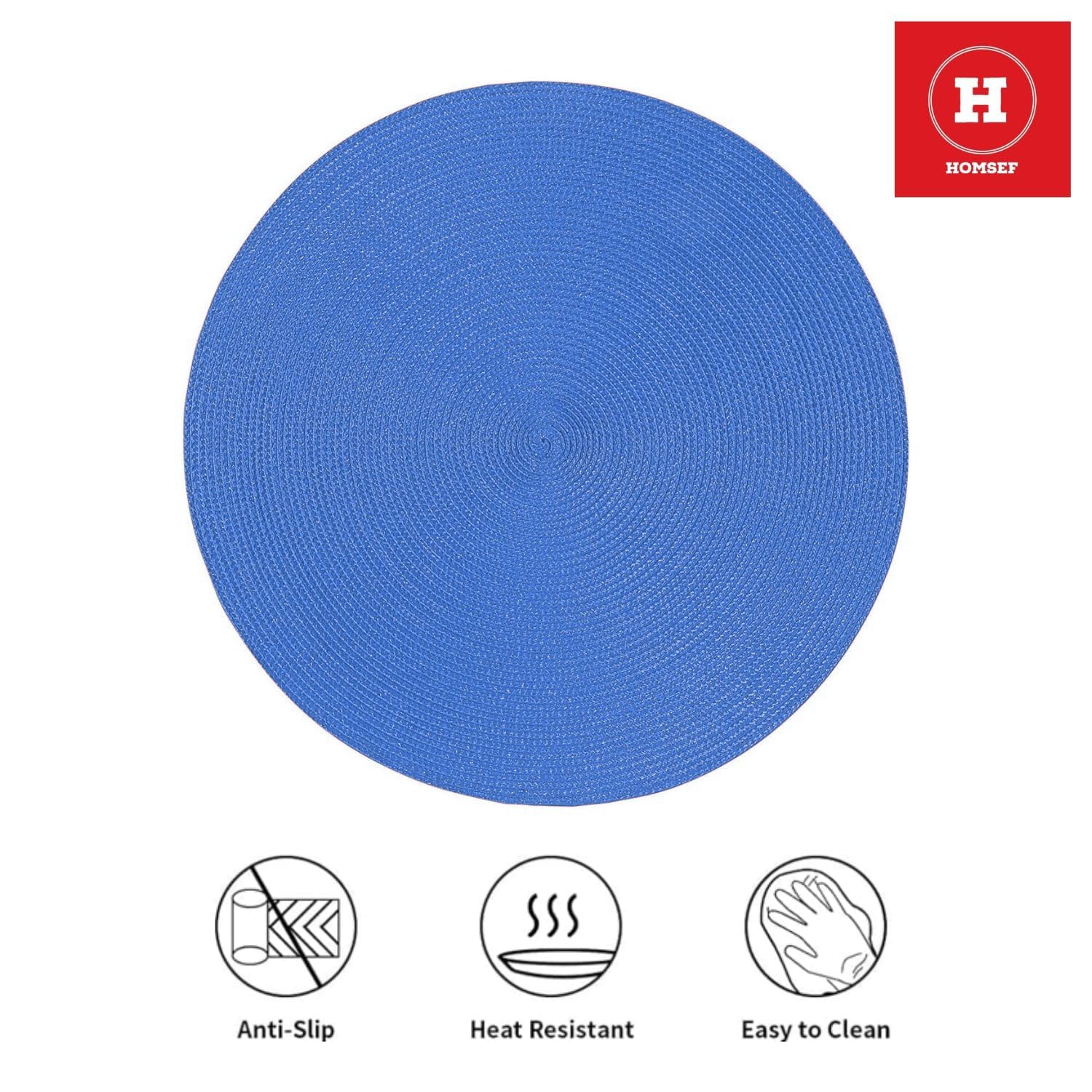 Homsef Round Woven PP Placemats, 38 × 38 cm, Set of 4 - Image 7