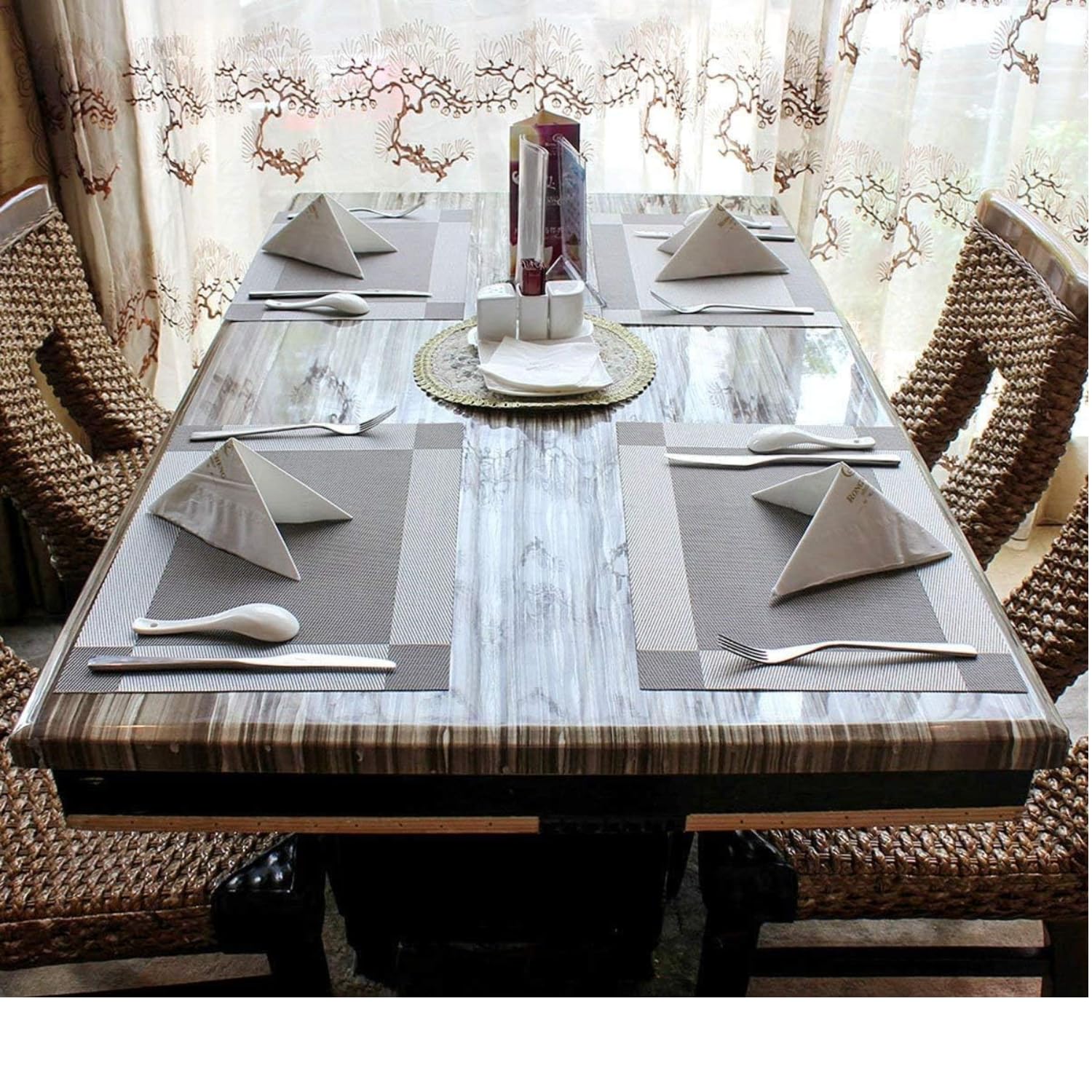 HOMSEF Water Proof Washable & Heat Resistant/PVC Woven Placemats for Dining Table a Set of 4pcs (Size 45x30 CM) Color-Grey - Image 3