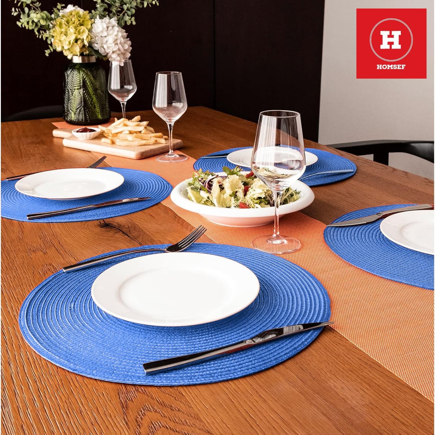 Homsef Round Woven PP Placemats, 38 × 38 cm, Set of 4 - Image 4