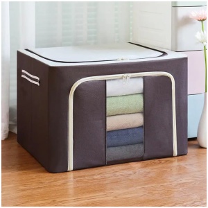 Homsef Foldable Oxford Fabric Storage Box with Steel Frame
