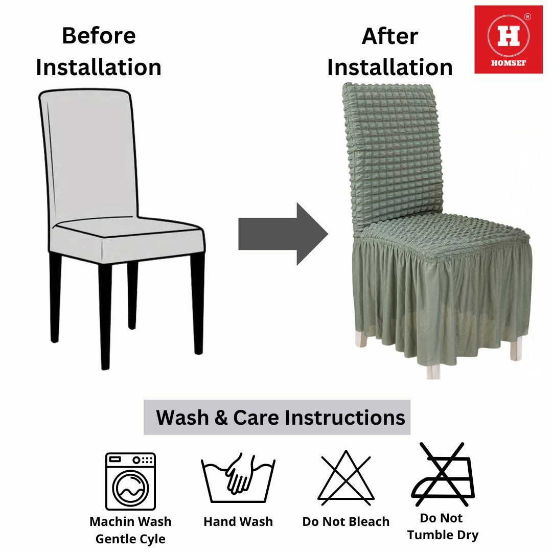 HOMSEF High Elastic Stretchable Fabric Bubble with Frill/Turkish Style Chair Cover - Image 7