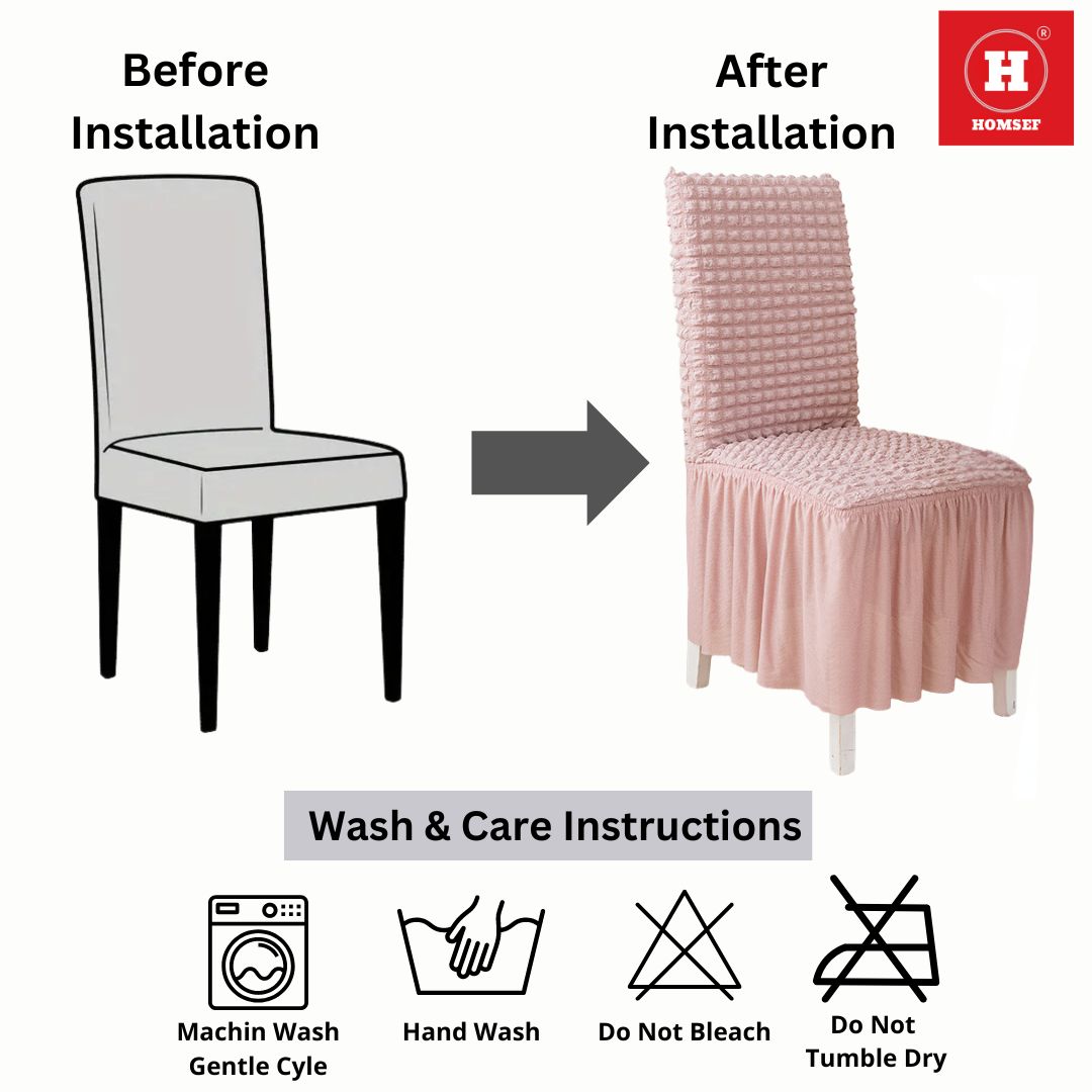 HOMSEF High Elastic Stretchable Fabric Bubble with Frill/Turkish Style Chair Cover - Image 7