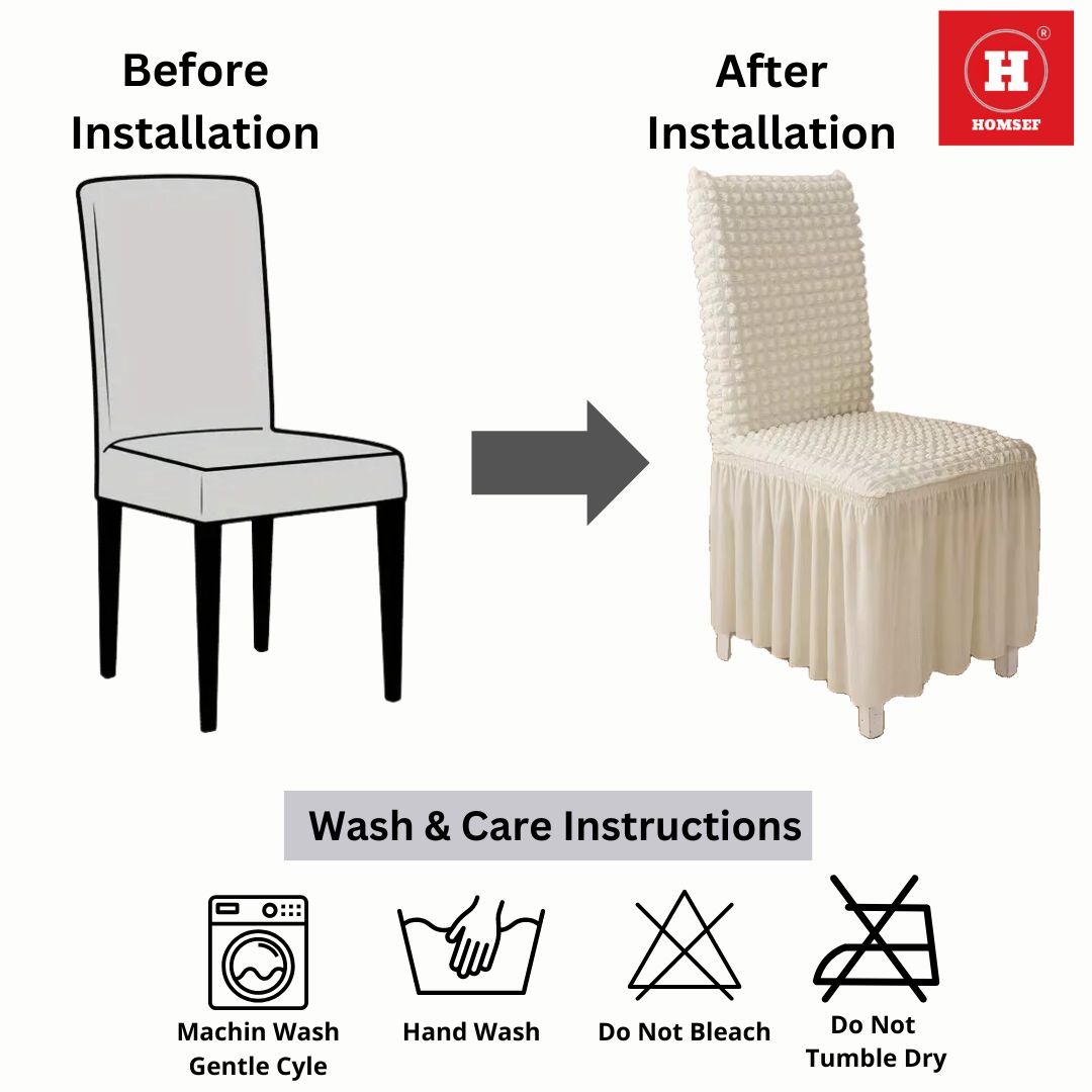 HOMSEF High Elastic Stretchable Fabric Bubble with Frill/Turkish Style Chair Cover - Image 7