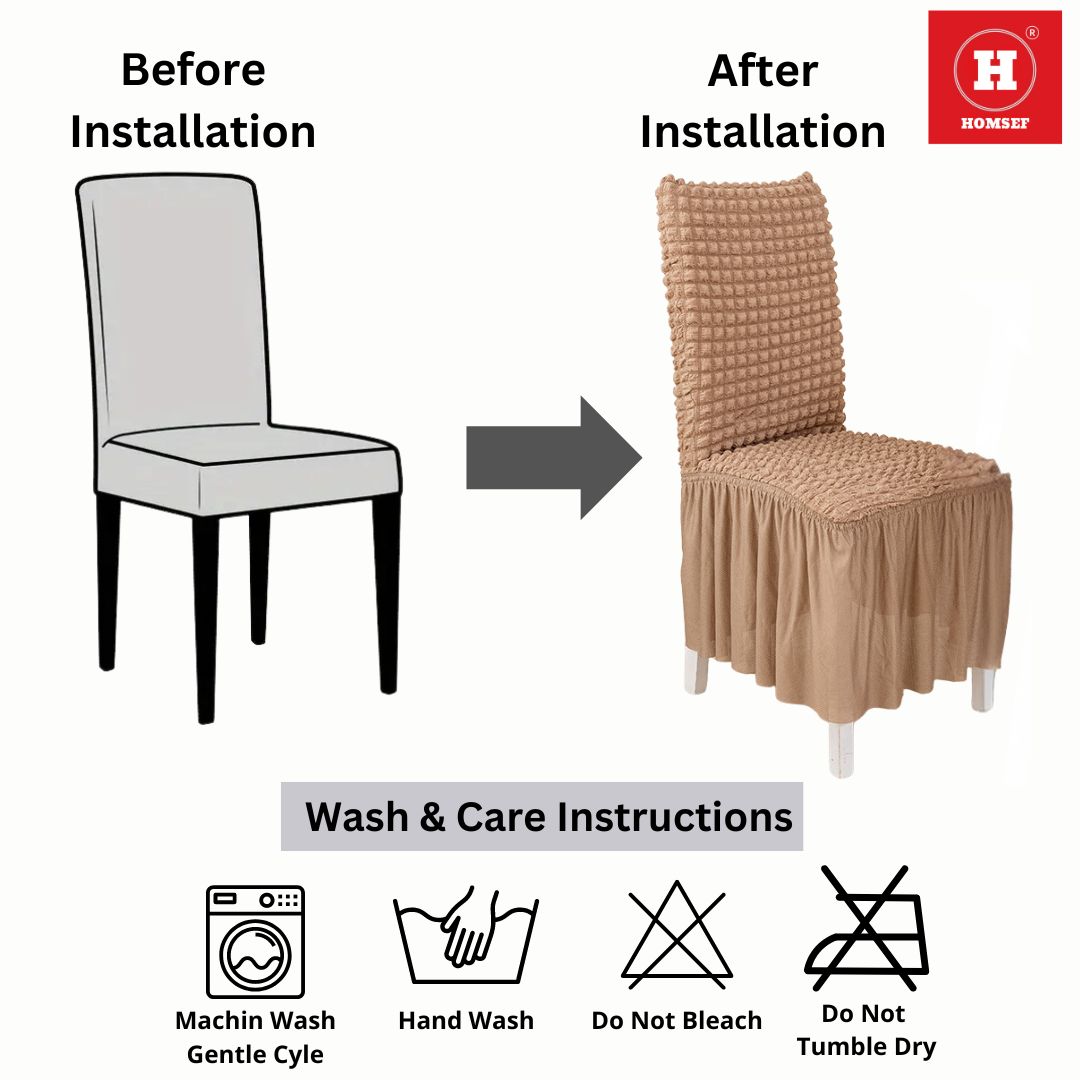 HOMSEF High Elastic Stretchable Fabric Bubble with Frill/Turkish Style Chair Cover - Image 7