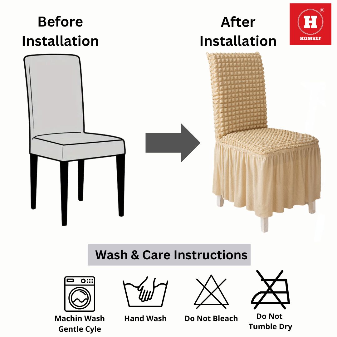 HOMSEF High Elastic Stretchable Fabric Bubble with Frill/Turkish Style Chair Cover - Image 7