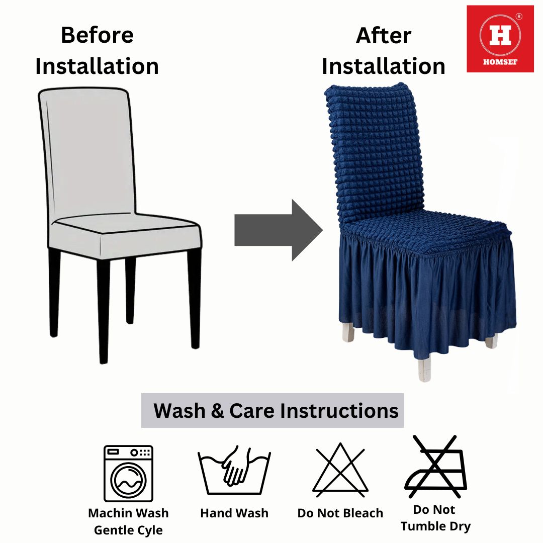 HOMSEF High Elastic Stretchable Fabric Bubble with Frill/Turkish Style Chair Cover - Image 7