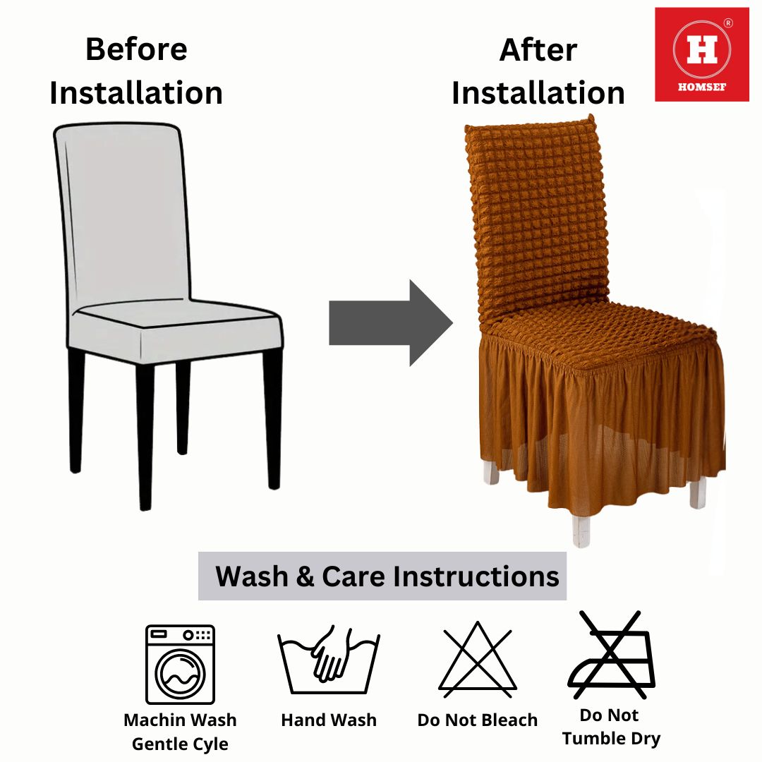 HOMSEF High Elastic Stretchable Fabric Bubble with Frill/Turkish Style Chair Cover - Image 7