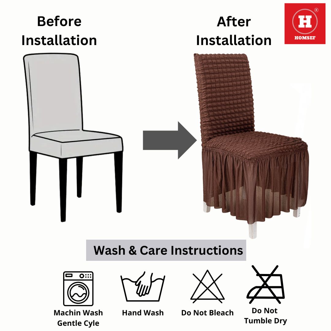 HOMSEF High Elastic Stretchable Fabric Bubble with Frill/Turkish Style Chair Cover - Image 7