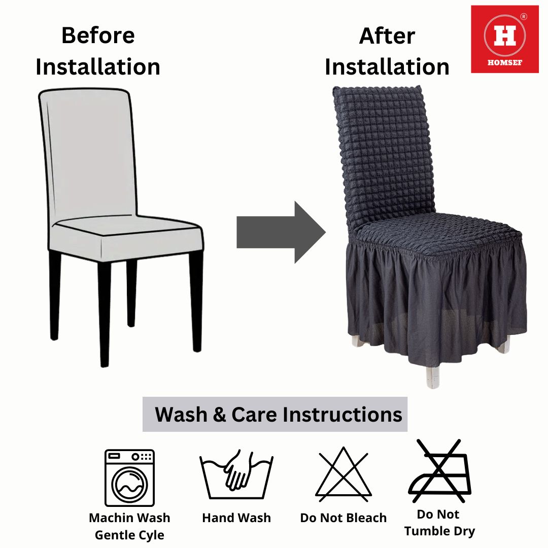 HOMSEF High Elastic Stretchable Fabric Bubble with Frill/Turkish Style Chair Cover - Image 6
