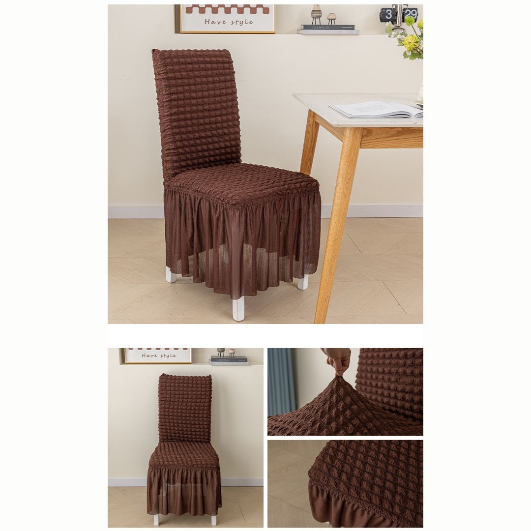 HOMSEF High Elastic Stretchable Fabric Bubble with Frill/Turkish Style Chair Cover - Image 2