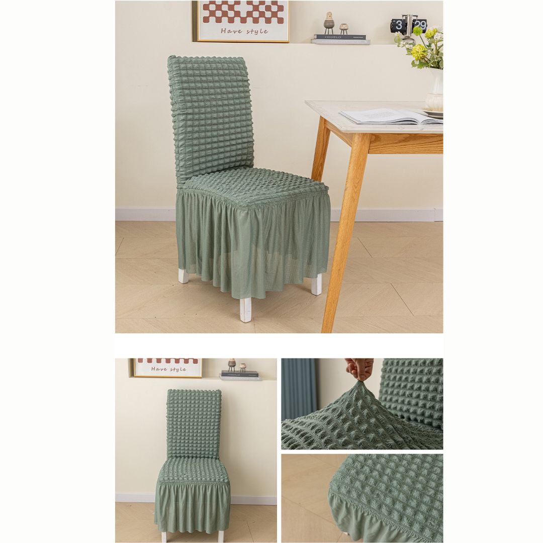 HOMSEF High Elastic Stretchable Fabric Bubble with Frill/Turkish Style Chair Cover - Image 2