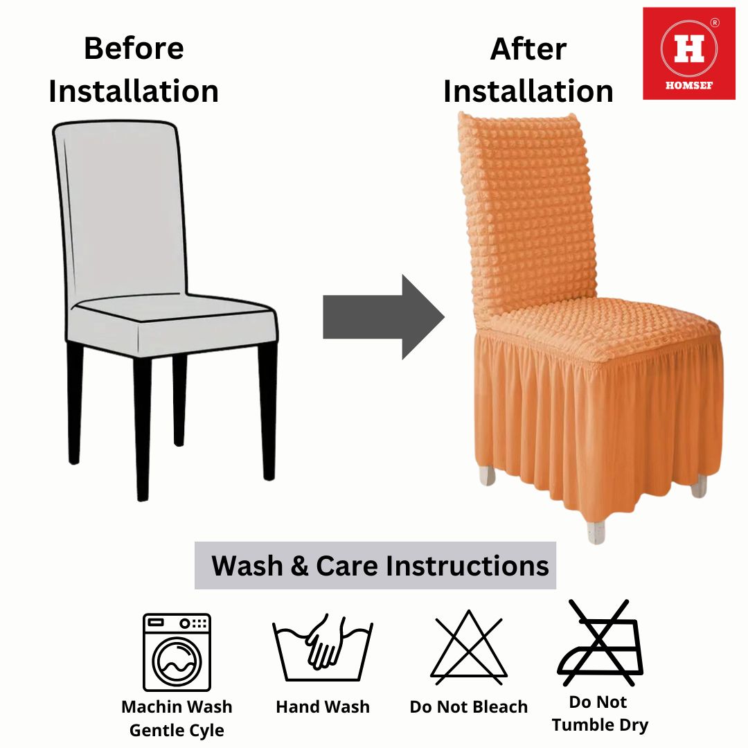 HOMSEF High Elastic Stretchable Fabric Bubble with Frill/Turkish Style Chair Cover - Image 6