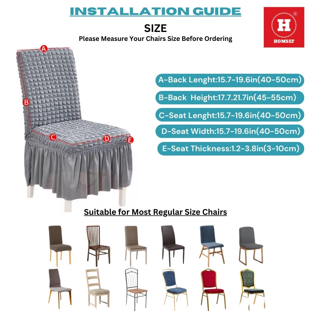 HOMSEF High Elastic Stretchable Fabric Bubble with Frill/Turkish Style Chair Cover - Image 6