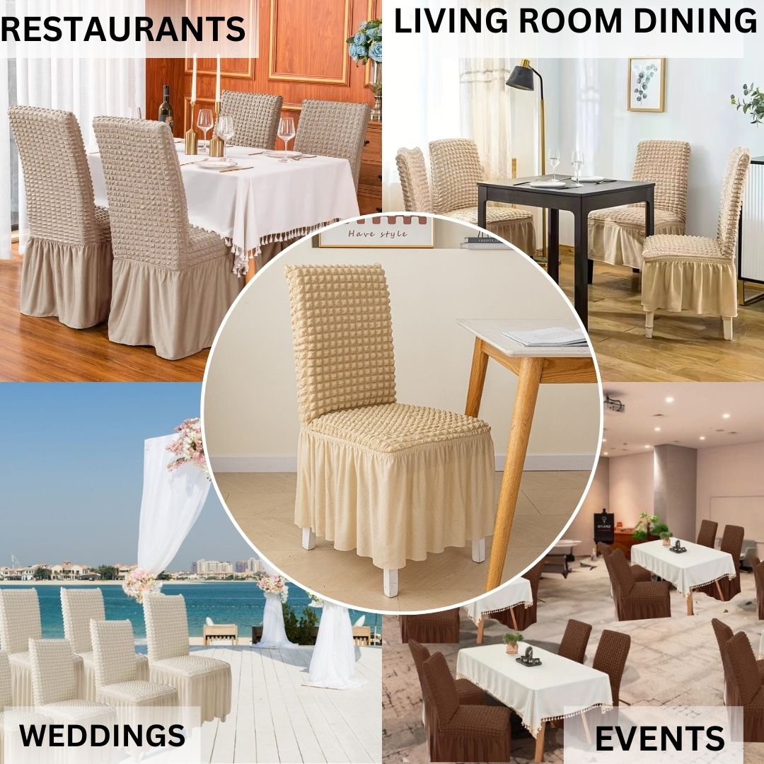 HOMSEF High Elastic Stretchable Fabric Bubble with Frill/Turkish Style Chair Cover - Image 3