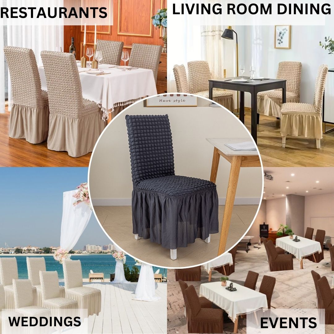 HOMSEF High Elastic Stretchable Fabric Bubble with Frill/Turkish Style Chair Cover - Image 2