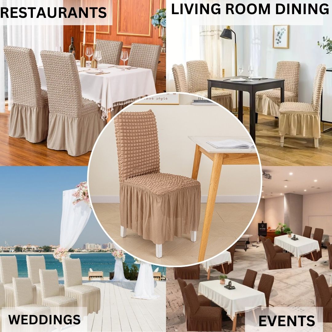 HOMSEF High Elastic Stretchable Fabric Bubble with Frill/Turkish Style Chair Cover - Image 3