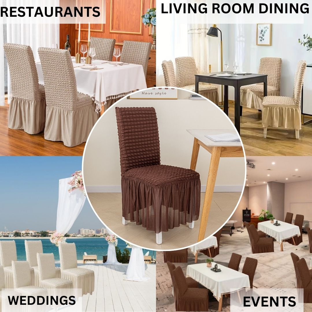 HOMSEF High Elastic Stretchable Fabric Bubble with Frill/Turkish Style Chair Cover - Image 3