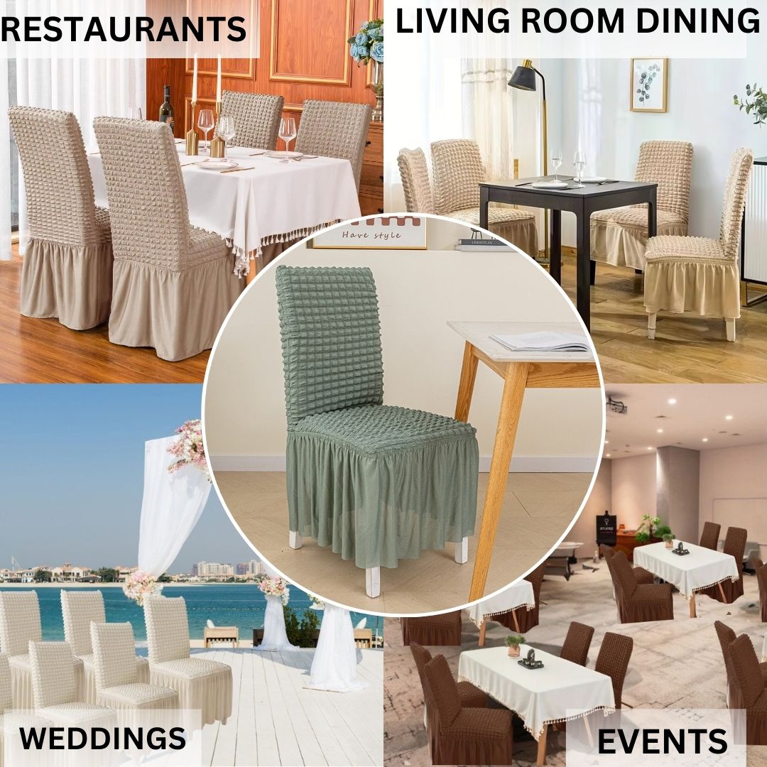 HOMSEF High Elastic Stretchable Fabric Bubble with Frill/Turkish Style Chair Cover - Image 3